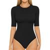 ALGALAROUND Body da donna con scollo rotondo, a mezza manica a 1/2, a maniche lunghe, top basic da donna, in cotone, a maniche lunghe, per donna 2025, inverno, autunno