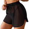Generico Pantaloncini da Bagno Donna Vita Alta Corti Mare Pantaloncini Costume Taglie Forti Piscina Short da Bagno Trasparente Tinta Unita Spiaggia Bikini Pantaloni Estivi Sportivi
