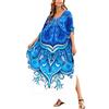 LikeJump Donna Cotone Stampato Caftan Abito da Spiaggia Maxi Parei Copri Bikini Costume da Bagno Cover Up