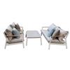 Greenwood Salotto Set Cassis In Alluminio E Teak Bianco Sabbia SET142B di Greenwood