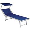 Greenwood Lettino Alluminio Blu Textilene con Ruote CLAT57B di GreenWood