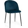 Vacchetti Sedia velluto Sammi blu struttura nero Vacchetti