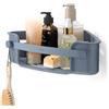Umbra Flex mensola angolare adesiva per doccia e bagno, Blu Ardesia | Striscia senza danni, fori di drenaggio integrati, 2 ganci, varie superfici, plastica