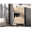 Dmora - Credenza Boario, Buffet alto da soggiorno, Madia moderna da salotto a 3 ante, 81x43h135 cm, Rovere e Antracite