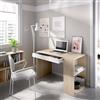 Dmora - Scrivania Grigna, Scrittoio multiuso da ufficio o cameretta, Tavolo da studio lineare con scaffali, 115x50h74 cm, Rovere e Bianco
