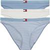 Tommy Hilfiger Donna Perizomi Confezione da 3 Thong in Cotone Elasticizzati, Multicolore (Mini Stripe/Ivory/Brisk Blue), S