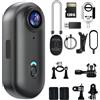 Mingkeda Mini videocamera 4K da 128 GB, action body cam con audio e video, registrazione a mani libere, impermeabile, per lavoro, viaggi, passeggiate con animali domestici, nuoto (4K nero, 128 G)