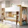 Dmora - Composizione camera da letto Fennera, Stanza da letto completa, Cameretta per bambini, Set per arredo a ponte, 245x110 h150 cm, Bianco e Rovere Nodi