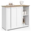IDMarket - Credenza JANGO 100 cm con 2 ante scorrevoli bianche e piano in legno