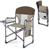 SOARS Sedia da Campeggio Pieghevole con Tavolino e Tasche (Marrone) | Sedia Regista Portatile con Portabicchieri e Rete Traspirante, in Metallo, per Pesca e Picnic, da Giardino e Spiaggia, Max 18