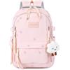 Generic Cute Bow Aesthetic Book Bag,School Bag Women's Bow Decorated Backpack,Simple And Large Capacity, Stylish And Versatile,for Teens, High School，Pink