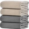 Zindoo 4 Pezzi Strofinacci Cucina Microfibra 50x70 cm Beige e Grigio | Strofinacci Cucina Super Assorbenti, Morbidi e Durevoli, Facili da Lavare, Perfetti per Piatti, Bicchieri e Superfici