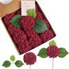 Sahoottie Fiori artificiali bordeaux, 12 pezzi, dalie, fiori artificiali come veri, 7,5 cm, in schiuma, ortensie rosse, decorazione per vasi, centrotavola, matrimoni, casa, tavoli per feste