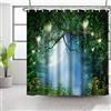 Bovlleetd Foresta Sognante Tenda da Doccia 92x183cm Luna Cielo Stellato Atmosfera Natura Silenziosa Lanterne Impermeabile Lavabile in Poliestere Tende da Bagno con 6 Ganci per Vasca da Bagno