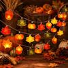 Sunshine smile Ghirlanda luminosa autunnale, 1,5 m, 10 LED, foglie d'acero, decorazione autunnale, a batteria, ghirlanda autunnale con foglie a LED, per feste, Halloween, Ringraziamento