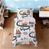 ZTYROLJ Copripiumino per auto, 90 x 190 cm, copripiumino con cerniera, set da letto in microfibra per 1 persona, set da letto per bambini con federa 40 x 60 cm
