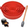 NAROSEBE 6 Pezzi Teglia per Friggitrice ad Aria in Silicone Varie Dimensioni Accessori Pentola Friggitrice ad Aria Cestino per Friggitrice ad Aria in Silicone per Friggitrici ad Aria Forni Microonde
