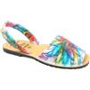 Avarca Menorquina Donna Sandali Menorquinas Avarcas Vera Pelle blu fiori