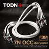 TODN 1 Paio di Cavi per Altoparlanti con Connettori a Banana Placcati in Argento 7N OCC, Cavo per Altoparlanti HiFi di Alta Qualità con Connettori a Y
