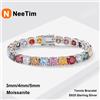 NeeTim 3mm 4mm 5mm Braccialetti da tennis Moissanite arcobaleno colorato per donna Bracciale in oro bianco placcato argento sterling s925