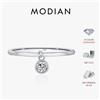 MODIAN D Colore Rotondo Moissanite Anello in Argento Sterling 925 Piccoli Ciondoli Anelli di Barretta Scintillanti per Le Donne Regalo di Gioielli da Sposa