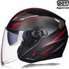 BLD Caschi da moto da uomo casque de moto Approvato DOT Casco aperto con doppia lente Caschi vintage uomo 3/4 casco Fodera rimovibile