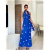 HH Abiti sexy moda estiva da donna Punti blu Colletto oscillante Senza maniche Cerniera senza schienale Abito lungo stile spiaggia femminile