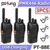 BAOFENG 3PCS Pofung PT88E PMR446 Radio portatile 446.00625-446.19375MHz 1500mAh 16CH VOX Scanner caricatore USB baofeng walkie talkie