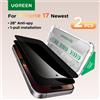 UGREEN 1/2 Pezzi Vetro Anti-Spy per iPhone 17 Pro Max Proteggi Schermo per iPhone 17 Pellicole per Schermo Privacy Air