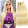 mamushow Extensioni di Capelli Lisci Brasiliani 613 Biondi, 1/3/4 Fasci di Capelli Umani Remy, Trama Liscia, Lunghezze 26 28 30 32 34 36 38 40 Pollici