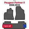 Wielganizator Tappetini per auto in velluto per Peugeot Partner II Tepee (2008-2018) - grafite (3 pezzi) set di tappetini per auto