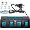 Caricabatterie agli ioni di litio da 14,4 V-18 V per batteria Makita Caricabatterie a 4 porte Caricabatterie rapido Utensili elettrici