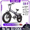 ORLMS S9F Bici Elettrica Pieghevole con Motore Potente da 500W, Batteria al Litio 48V13AH, Velocità Massima 45km/h, Forcella Anteriore Ammortizzata, Bicicletta Elettrica da Montagna con Pneumatici Fat