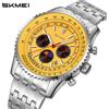 SKMEI 9348 Orologio di Lusso da Uomo con Fasi Lunari, Impermeabile, Cronografo, Orologio al Quarzo da Uomo per Affari