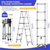 NONE Scala Telescopica 3,6M in Acciaio Inox, Scala Pieghevole Estensibile, Scala Multiuso Portatile per Lavori Domestici