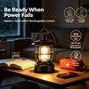 NONE Lanterna da campeggio LED COB impermeabile IP44, ricaricabile a batteria/solare USB-C, stile vintage, luce da tenda sospesa, colore nero o verde militare, per campeggio, interruzioni di corrente,