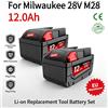 DAWEIKALA Batteria di ricambio agli ioni di litio per Milwaukee 28V 12.0Ah M28, compatibile con la batteria per utensili Milwaukee 28V M28 48-11-2830 0730-20