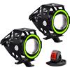 Biqing 2 faretti per moto con interruttore, U7, luci supplementari per moto, luci fendinebbia a LED, 12 V 24 V, fari anteriori per moto, luci diurne con abbaglianti e anabbaglianti stroboscopici