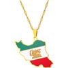 osiuujkw Collana con ciondolo con mappa dell'Iran per stile distintivo Collane con ciondolo con bandiera della mappa dell'Iran in acciaio inossidabile Accattivanti, oro