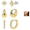 Ulable 3 Paia Orecchini Donna, Huggie e Orecchini a Perno Con zirconi | anallergici leggeri,per piercing multipli,cartilagine,Helix Tragus,set gioielli regalo donna compleanno,Natale anniversario