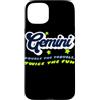 Twin Sign Lettering Co. Custodia per iPhone 15 Plus Tipografia Gemini Double Trouble Twice the Fun Zodiac