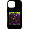 Halloween Glam Retro Vintage Comics Pop Custodia per iPhone 16 Pro Max Drum Demon Drummer Devil Horns Satana Spooky Horror Uomo Ragazzo