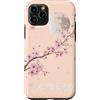 CRAZEELEBAH PINK CHERRY BLOSSOM INC Custodia per iPhone 11 Pro Arte retrò giapponese con luna di ciliegio rosa Sakura