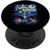 Halloween Starry Night Black Dog Bats Te Halloween Notte Stellata Cane Nero Pipistrelli PopSockets PopGrip Adesivo