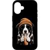 Vintage Border Collie Iced Coffee Funny Custodia per iPhone 16 Border Collie bere caffè freddo divertente cane hipster