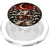 Rustic Forest Retreat Designs Accogliente cabina invernale luna crescente arte tradizionale tatuaggio PopSockets PopGrip per MagSafe