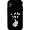 Funny 55th Birthday Gifts Custodia per iPhone X/XS I Am 54 Plus Funny 55th Birthday Middle Finger