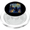 Halloween Starry Night Black Cat Bats Te Halloween Notte stellata gatto nero pipistrelli PopSockets PopGrip per MagSafe