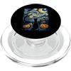 Halloween Starry Night Black Cat Pumpkin Halloween Notte Stellata Gatto Nero Zucca Pipistrello PopSockets PopGrip per MagSafe