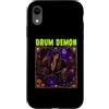 Halloween Glam Retro Vintage Comics Pop Custodia per iPhone XR Drum Demon Drummer Devil Horns Satana Spooky Horror Uomo Ragazzo